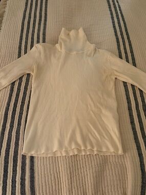 Pony Cream Ribbed Turtleneck Sweater